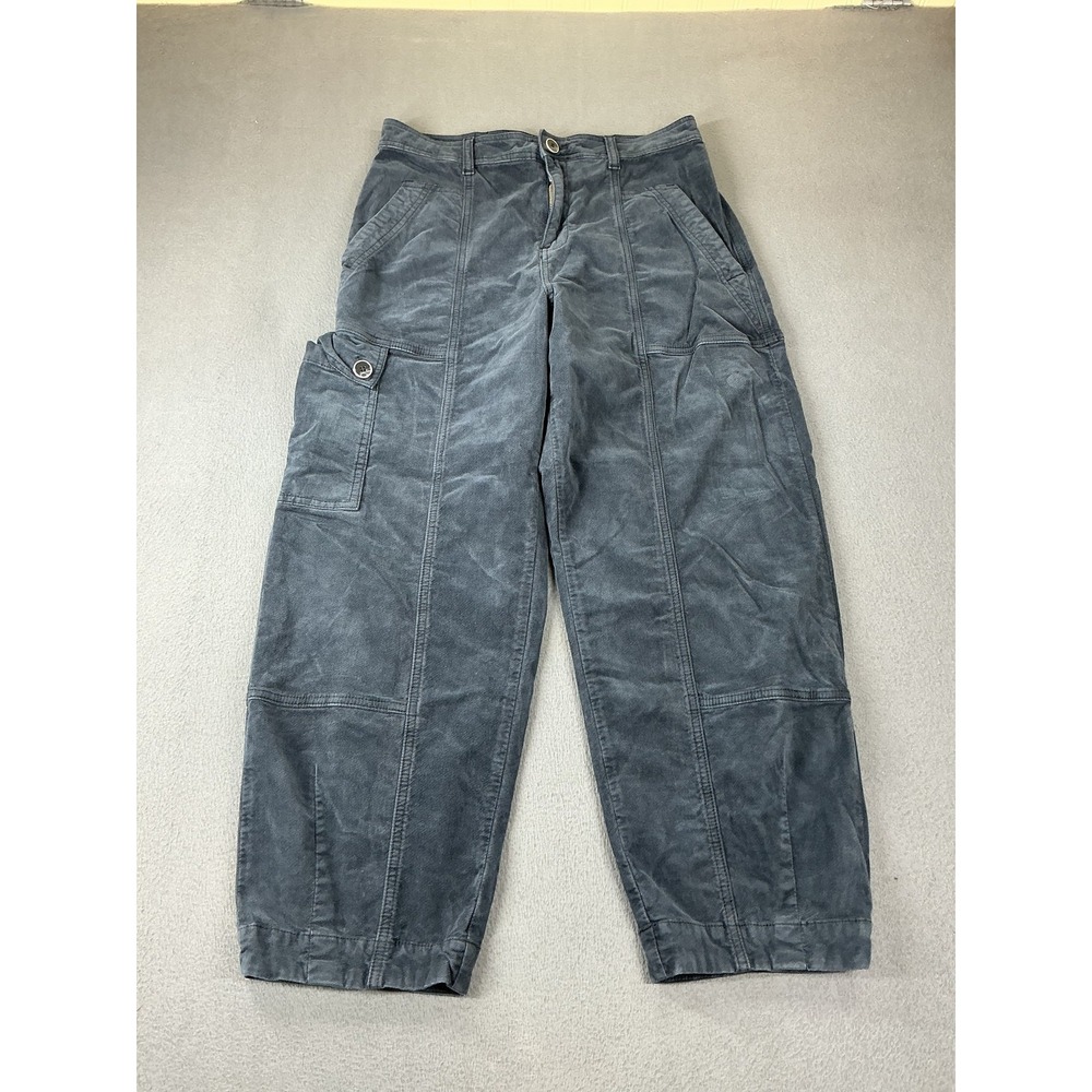 Anthropologie Pants Womens 8 Blue Jogger Twill Tapered Cuffed Pockets Stretch